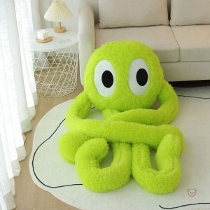 Peluche pieuvre verte, compagnon idéal pour les câlins