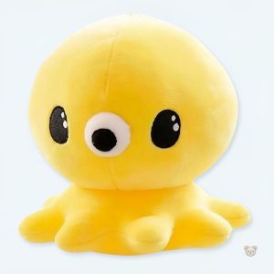 Peluche pieuvre kawaii jaune douce pour chambre d'enfant
