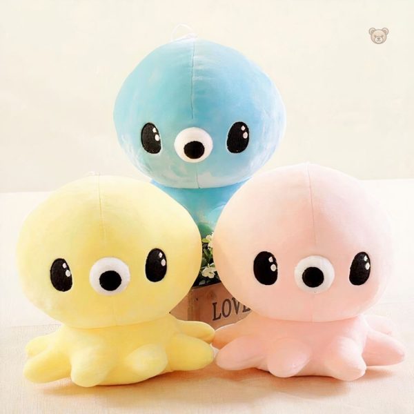 Peluche douce en forme de pieuvre jaune pour décoration