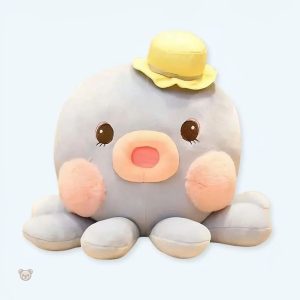 Peluche Kawaii bleue pieuvre douce pour chambre d'enfant
