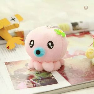 Porte-clés peluche mignonne pieuvre rose kawaii