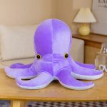 Peluche pieuvre colorée en orange et violet