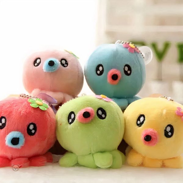 Porte-clés peluche pieuvre rouge pour une touche marine adorable
