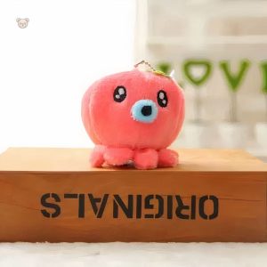 Porte-clés marin mignon, peluche pieuvre rouge pour collection élégante