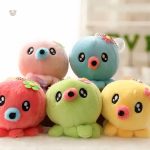 Porte-clés en peluche pieuvre couleur verte, douce et mignonne