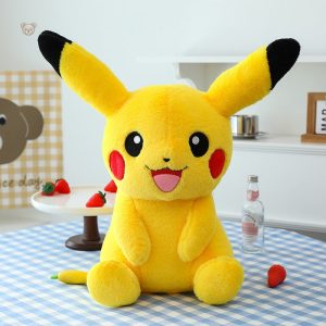 Peluche Pikachu jaune avec joues rouges, personnage Pokémon