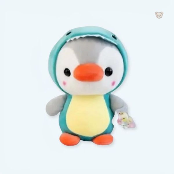peluche-pingouin-dinosaure-mignon-deguisement-enfant-doux-1 Peluche pingouin mignon en déguisement de dinosaure pour enfants