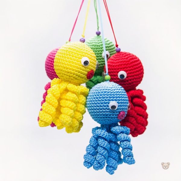 Poulpe tressé bleu, compagnon idéal pour les petits