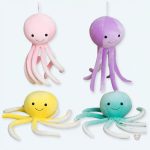 Peluche poulpe jaune douce pour enfants, style marin