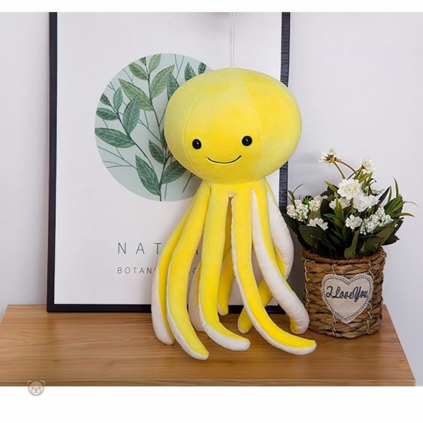 Peluches marines, poulpe jaune, douceur et réconfort pour enfants