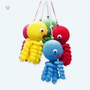 Peluche douce poulpe jaune pour câlins d'enfant
