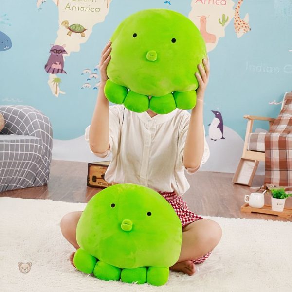 Peluche confortable représentant un poulpe de couleur verte