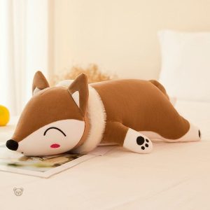 Renard endormi en peluche pour câlins