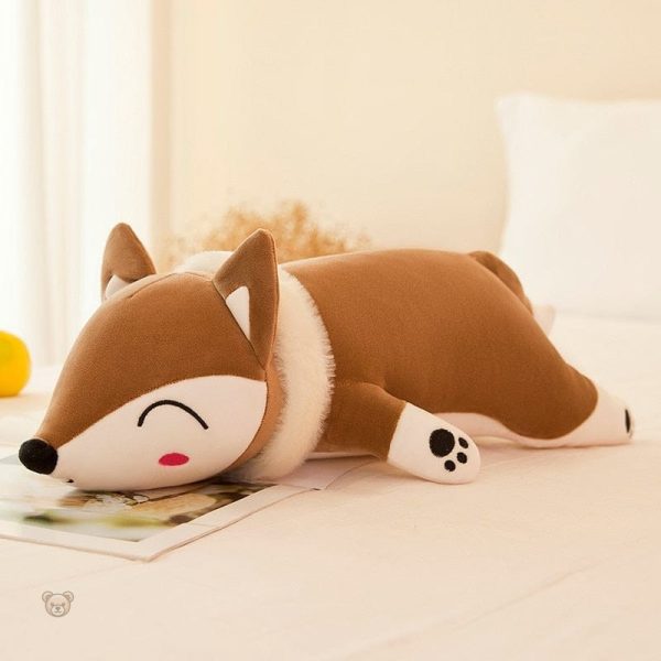 Renard endormi en peluche pour câlins