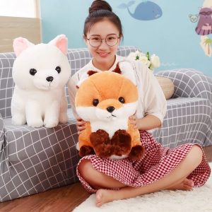 Renard Kawaii marron, peluche douce pour câlins