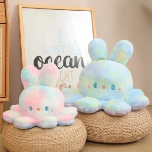 Peluche aux grandes oreilles, douce et réversible