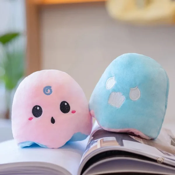 Peluche fantôme noir et blanc réversible