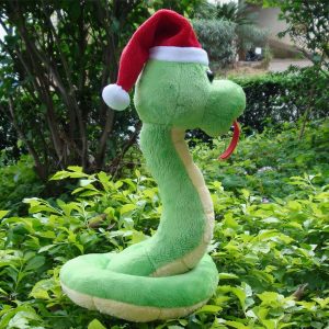 Serpent peluche Noël vert, compagnon de jeu pour enfants