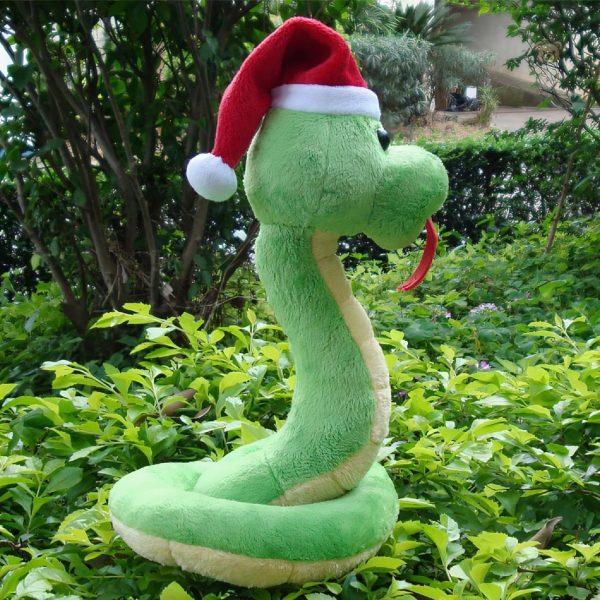 Serpent peluche Noël vert, compagnon de jeu pour enfants