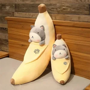 Peluche Shiba Inu douce en forme de banane pour décoration