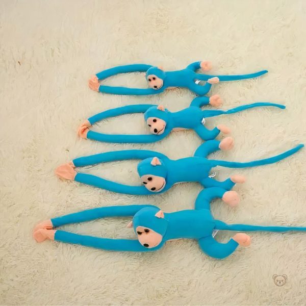 Peluche singe câline au design kawaii et couleur bleue