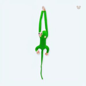 Peluche singe kawaii douce avec longue queue verte