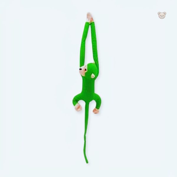 Peluche singe kawaii douce avec longue queue verte