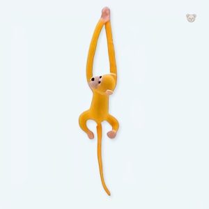 Peluche singe kawaii jaune douce avec longue queue pour enfants