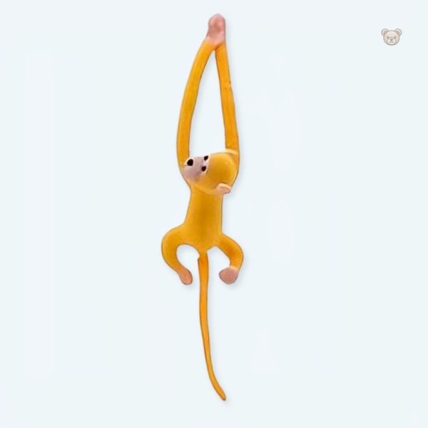 Peluche singe kawaii jaune douce avec longue queue pour enfants