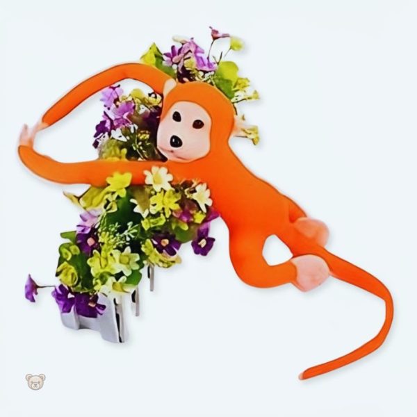 Peluche singe kawaii orange douce avec queue longue