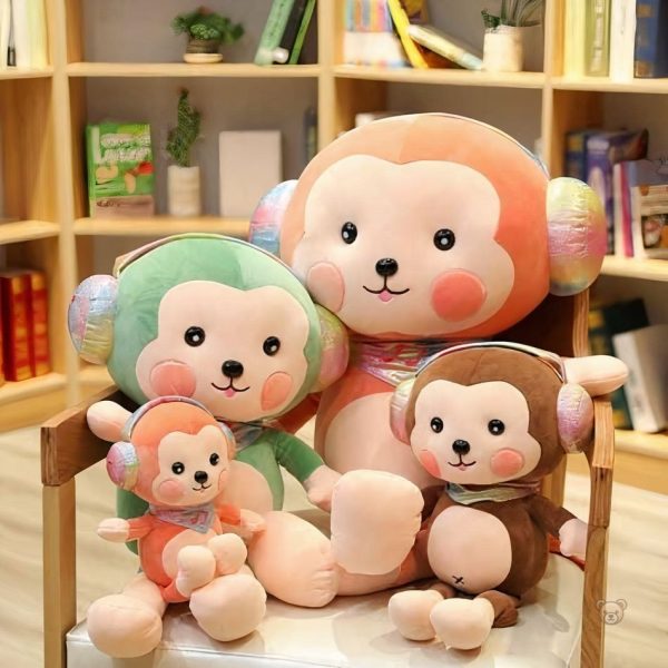 Mignon singe rouge en peluche, parfait pour les câlins