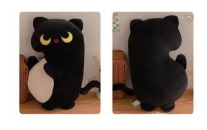 Peluche squishy chat noir, idéale pour les câlins