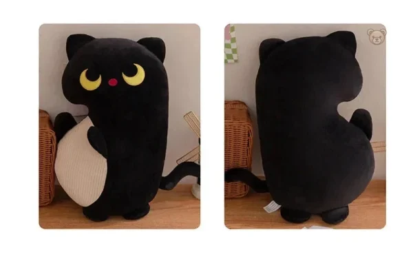 Peluche squishy chat noir, idéale pour les câlins