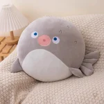 Peluche squishmallow poisson ballon gris, douce et moelleuse