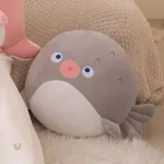 Jouet squishmallow gris, design poisson amusant et ludique