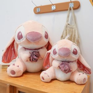 Peluche Stitch Angel rose avec fleur douce et mignonne