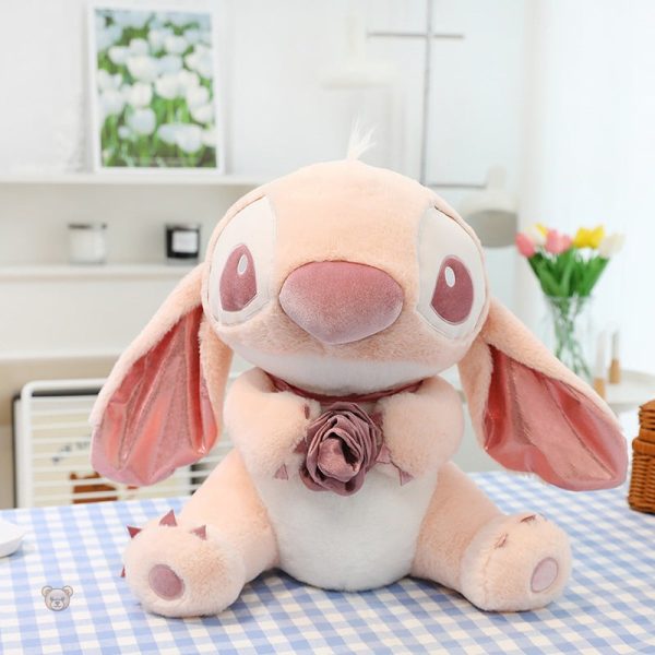 Stitch Angel en peluche rose, parfaite pour les câlins