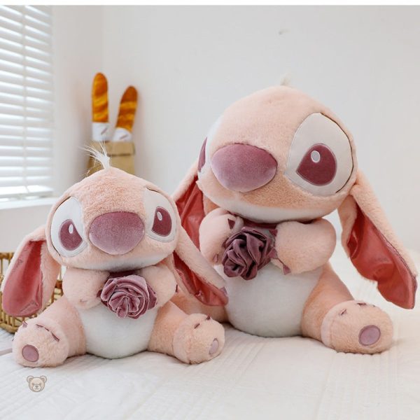 Peluche douce Stitch Angel avec une jolie fleur décorative