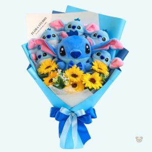 Peluche Stitch bouquet floral doux et original