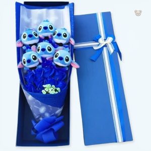 Peluche Stitch gentleman avec fleur romantique, douce et câline