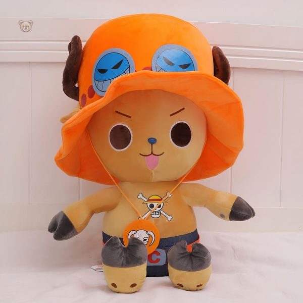 Doudou orange Tony Chopper, peluche pour fans de One Piece