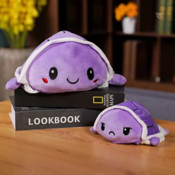 Tortue en peluche réversible, jouet ludique