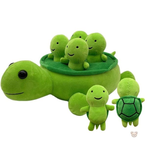 peluche-tortue-verte-avec-ses-bebes-tortues-1 Peluche tortue verte avec ses bébés