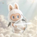 Peluche douce Labubu en forme d'ange, couleur blanche