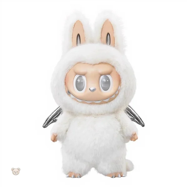 Peluche type Labubu, ange blanc, idéal pour les cadeaux