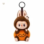 Peluche Labubu marron et citrouille