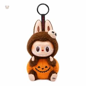 Peluche Labubu marron et citrouille