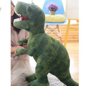 Tyrannosaure vert en peluche, compagnon doux pour les petits