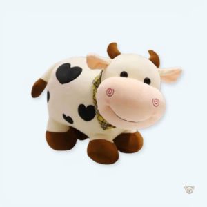 Peluche vache douce motif cœur pour câlins d'enfant