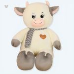 Peluche vache géante douce pour enfant, couleur blanche et grise